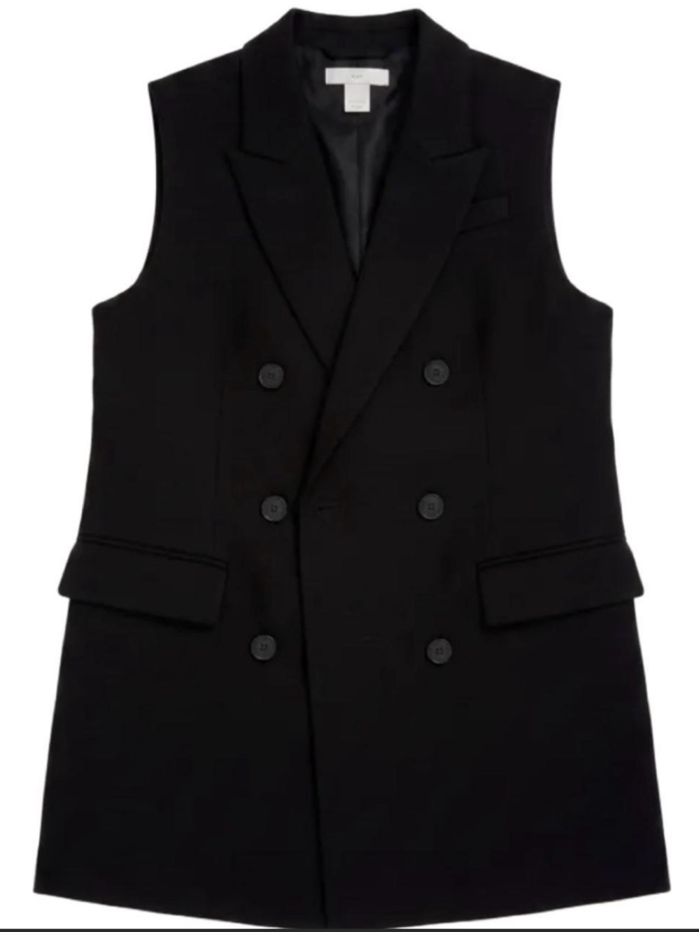 H&M Black Sleeveless Double-Breasted Blazer Vest